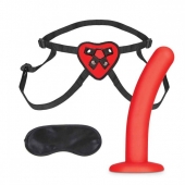 Красный поясной фаллоимитатор Red Heart Strap on Harness   5in Dildo Set - 12,25 см. - Lux Fetish - купить с доставкой в Миассе