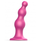 Розовая насадка Strap-On-Me Dildo Plug Beads size S - Strap-on-me - купить с доставкой в Миассе