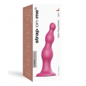 Розовая насадка Strap-On-Me Dildo Plug Beads size L - Strap-on-me - купить с доставкой в Миассе