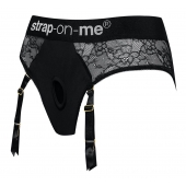 Черные трусики для насадок Diva Lingerie Harness - size M - Strap-on-me - купить с доставкой в Миассе