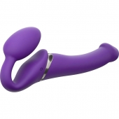 Фиолетовый безремневой вибрострапон Vibrating Bendable Strap-On - size L - Strap-on-me - купить с доставкой в Миассе