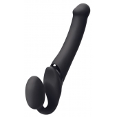 Черный безремневой вибрострапон Silicone Bendable Strap-On - size XL - Strap-on-me - купить с доставкой в Миассе