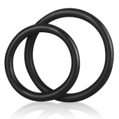 Набор из двух черных силиконовых колец разного диаметра SILICONE COCK RING SET - BlueLine - в Миассе купить с доставкой