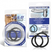 Набор из двух черных силиконовых колец разного диаметра SILICONE COCK RING SET - BlueLine - в Миассе купить с доставкой