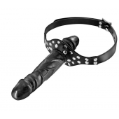 Черный кляп-фаллоимитатор Double Penis Gag - Fetish Tentation - купить с доставкой в Миассе