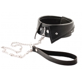 Черный ошейник-воротничок с металлическим поводком - Crazy Handmade - купить с доставкой в Миассе