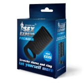 Черная открытая насадка на пенис с кольцом для мошонки XXXL-size - 9,9 см. - Sex Expert - в Миассе купить с доставкой