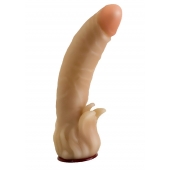 Телесная гелевая насадка-фаллос с клиторальными лепестками - 18,5 см. - LOVETOY (А-Полимер) - купить с доставкой в Миассе