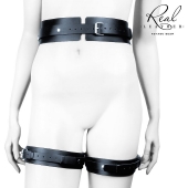 Черный кожаный пояс с гартерами - S-M - Notabu - купить с доставкой в Миассе