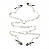 Серебристые зажимы для сосков и половых губ на тонкой цепочке - Notabu - купить с доставкой в Миассе