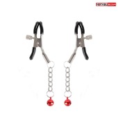 Серебристые зажимы на соски с шариками на цепочках - Notabu - купить с доставкой в Миассе