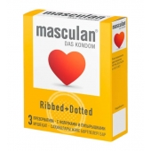 Презервативы с колечками и пупырышками Masculan Ribbed+Dotted - 3 шт. - Masculan - купить с доставкой в Миассе