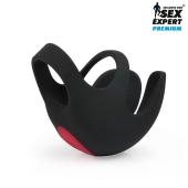 Черная вибронасадка на пенис и мошонку Sex Expert - Sex Expert - в Миассе купить с доставкой