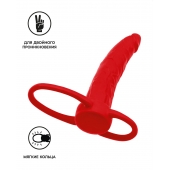 Красная насадка на пенис для двойного проникновения Black Red - 16,5 см. - ToyFa - купить с доставкой в Миассе