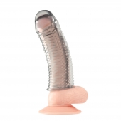 Текстурированная насадка на пенис Clear Textured Penis Enhancing Sleeve Extension - 16,5 см. - BlueLine - в Миассе купить с доставкой