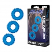 Комплект из трех голубых колец для эрекции 3-Pack Ultra-Stim Stretch Cock Rings - BlueLine - в Миассе купить с доставкой