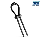 Черное эрекционное кольцо со стимулирующими бусинами - Sex Expert - в Миассе купить с доставкой