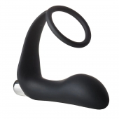 Черное эрекционное кольцо с вибропробкой Vibrating Anal Plug With Cockring - Dream Toys - в Миассе купить с доставкой