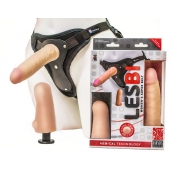 Телесный страпон Harness LESBI с вагинальной пробкой - 16,5 см. - LOVETOY (А-Полимер) - купить с доставкой в Миассе