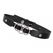 Черный кожаный ошейник со связанными кольцами - Pecado - купить с доставкой в Миассе