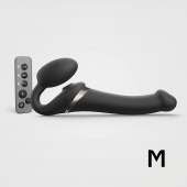 Черный безремневой страпон Multi Orgasm Size M с клиторальной стимуляцией - Strap-on-me - купить с доставкой в Миассе
