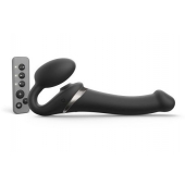 Черный безремневой страпон Multi Orgasm Size M с клиторальной стимуляцией - Strap-on-me - купить с доставкой в Миассе