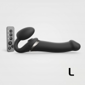 Черный безремневой страпон Multi Orgasm Size L с клиторальной стимуляцией - Strap-on-me - купить с доставкой в Миассе