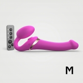 Ярко-розовый безремневой страпон Multi Orgasm Size M с клиторальной стимуляцией - Strap-on-me - купить с доставкой в Миассе