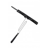 Черный кожаный ошейник-воротник с поводком - Pecado - купить с доставкой в Миассе