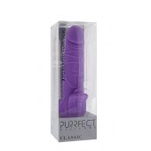 Фиолетовый вибратор с лепестками в основании PURRFECT SILICONE CLASSIC 7INCH PURPLE - 18 см. - Dream Toys