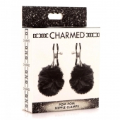 Зажимы для сосков с черным помпонами Pom Pom Nipple Clamps - XR Brands - купить с доставкой в Миассе