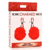 Красные зажимы на соски с помпонами Pom Pom - XR Brands - купить с доставкой в Миассе