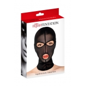 Черная сетчатая маска на голову с отверстиями для глаз и рта - Fetish Tentation - купить с доставкой в Миассе