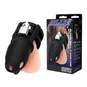 Черная клетка для пениса Silicone Small 2 in Cock Cage With Ball Divider - BlueLine - купить с доставкой в Миассе