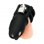 Черная клетка для пениса Silicone Small 2 in Cock Cage With Ball Divider - BlueLine - купить с доставкой в Миассе