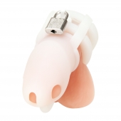 Белая клетка для пениса Silicone Small 2 in Cock Cage With Ball Divider - BlueLine - купить с доставкой в Миассе