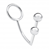 Кольцо на пенис с анальным стимулятором Two Bead Stainless Steel Anal Hook   Cock Ring - BlueLine - в Миассе купить с доставкой