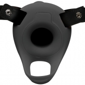 Черный полый страпон с вибрацией 2’’ Erection 28X Smooth Vibrating Silicone Penis Sheath - XR Brands - купить с доставкой в Миассе