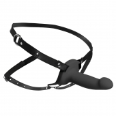 Черный полый страпон с вибрацией 2’’ Erection 28X Smooth Vibrating Silicone Penis Sheath - XR Brands - купить с доставкой в Миассе