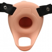 Телесный полый страпон 2  Erection 28X Smooth Vibrating Silicone Penis Sheath - 16 см. - XR Brands - купить с доставкой в Миассе