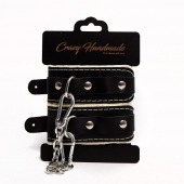 Черные скругленные наручники с мягкой бежевой подкладкой - Crazy Handmade - купить с доставкой в Миассе