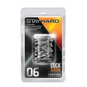 Прозрачная насадка с объёмными чёрточками STAY HARD COCK SLEEVE 06 CLEAR - Blush Novelties - в Миассе купить с доставкой