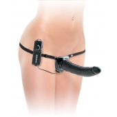Черный страпон с вагинальной пробкой Deluxe Vibrating Penetrix Strap-On - 19 см. - Pipedream - купить с доставкой в Миассе