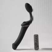 Черный безремневой вибрострапон Strap-On-Me Multi Orgasm Size XL - Strap-on-me - купить с доставкой в Миассе