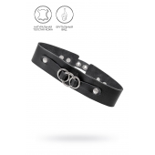 Черный чокер-ошейник со связанными кольцами на подложке - Pecado - купить с доставкой в Миассе