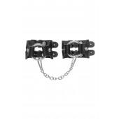 Черные кожаные наручники-браслеты из двух ремешков - Pecado - купить с доставкой в Миассе