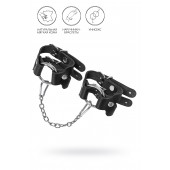 Черные кожаные наручники-браслеты из двух ремешков - Pecado - купить с доставкой в Миассе