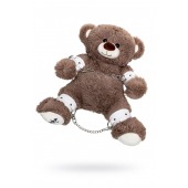 Бондажный набор: бурый мишка с белыми оковами и наручниками - Pecado - купить с доставкой в Миассе