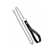 Поводок с ручкой из черной натуральной кожи и карабином для ошейника - Pecado - купить с доставкой в Миассе