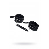 Черные двухслойные кожаные оковы с белой строчкой - Pecado - купить с доставкой в Миассе